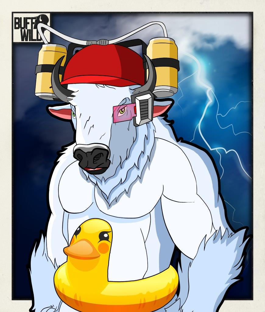 Beer Guzzler Hat Funnel Wearing White Buffalo in a Rubber Ducky swimming tube